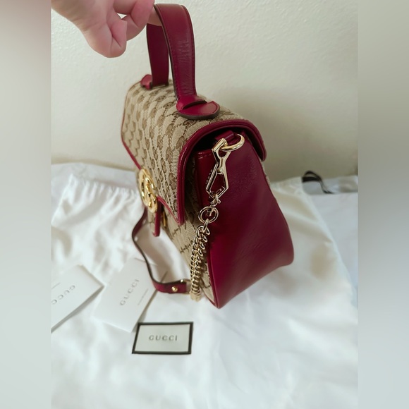 Gucci Canvas Marmont Top Handle Flap Closure Bag - Picture 4 of 9